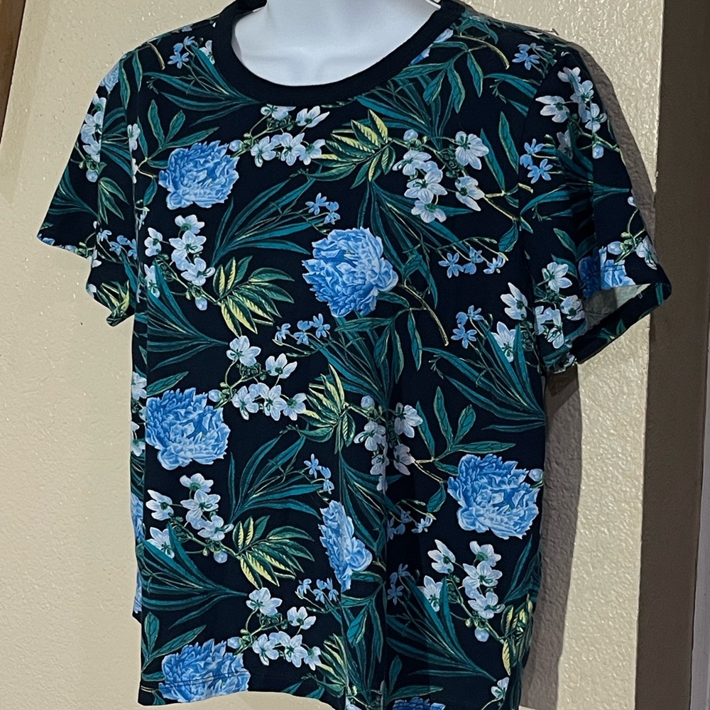 Old Navy Floral Short Sleeve Tee - Blue and Green